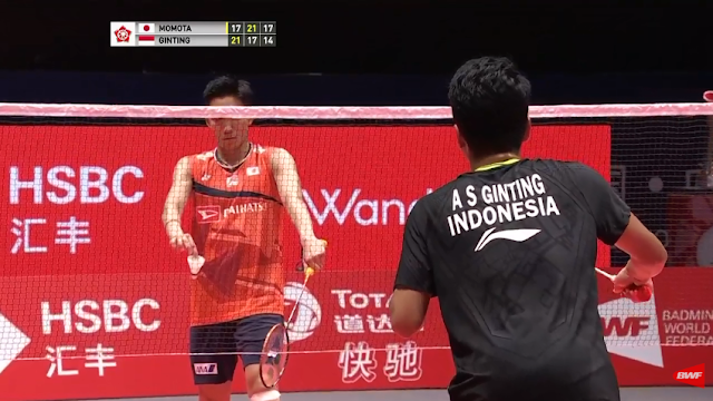 Ginting vs Momota. Foto:BWFWorldTV