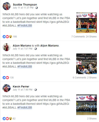 PBA Players comment to Mobile Legends with #FindMLBB