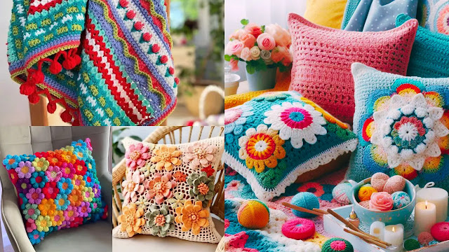 Proyectos de crochet que iluminan tu día: Ideas de mantas y cojines en colores vibrantes