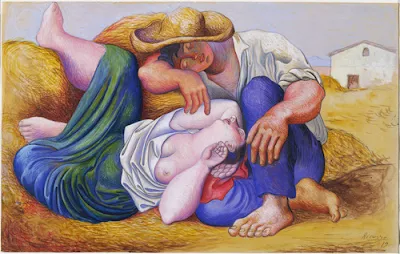 Sleeping Peasants, gouache, watercolor and pencil on paper, 31.1 × 48.9 cm, (1919), Museum of Modern Art painting Pablo Picasso