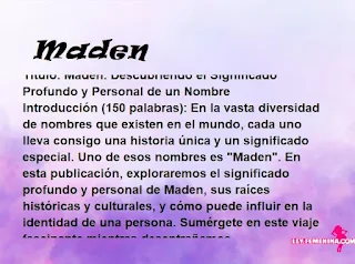 significado del nombre Maden