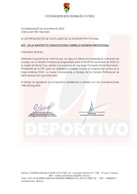 Se suspende el Consejo de División Profesional del martes 5 de diciembre