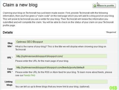 Claim a new blog