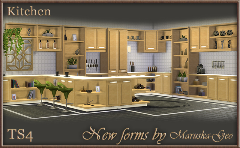 My Sims 4 Blog New Forms Kitchen Cabinets by MaruskaGeo