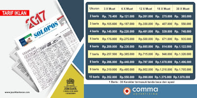 Tarif Iklan baris Koran Solopos 2017