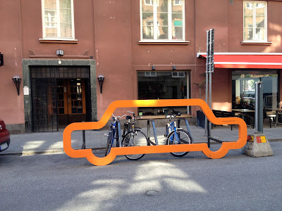 car outline serves as bike parking in malmo