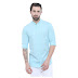Dennis Lingo Men's Solid Chinese Collar Tblue Casual Shirt