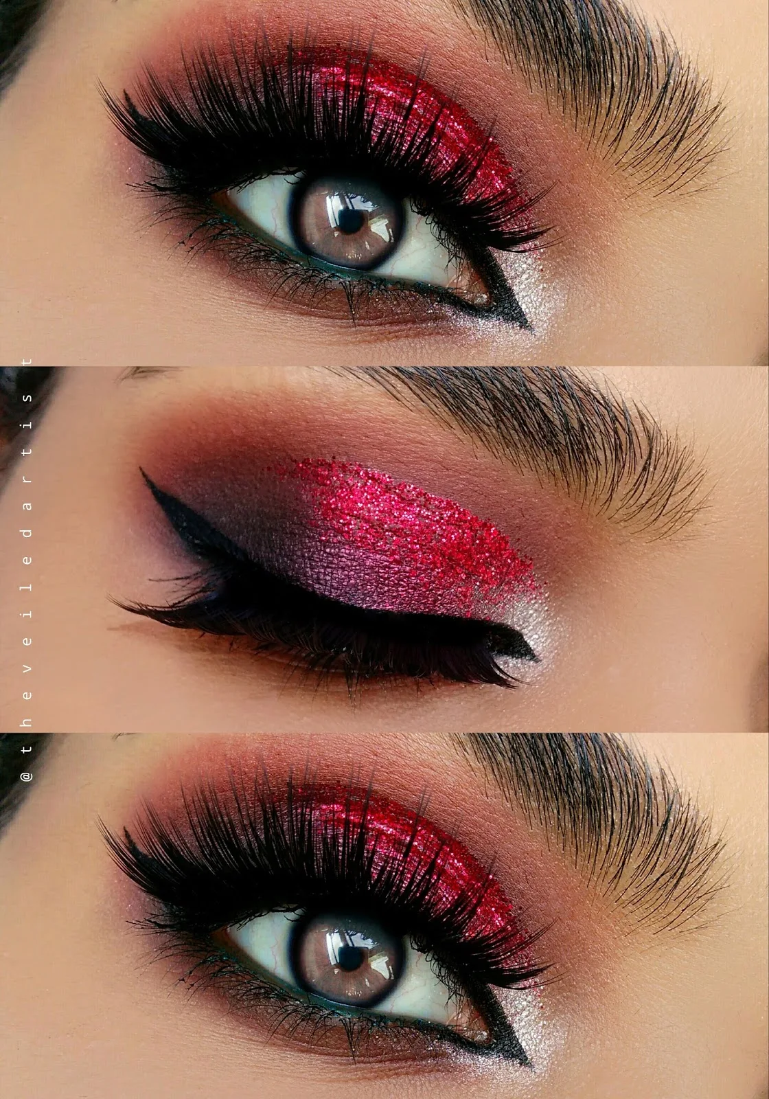 Dramatic Pink And Red Glitter Smokey Eyes With A Pop Tutorial The