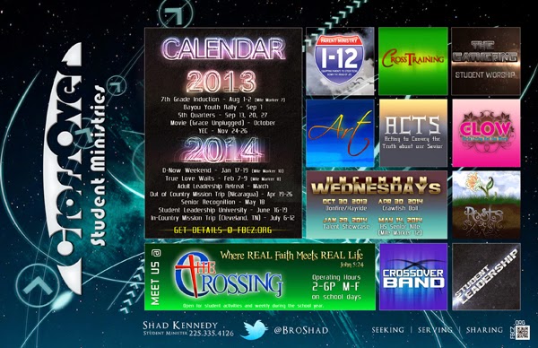 Cossover Student Ministries Calendar 2013-2014