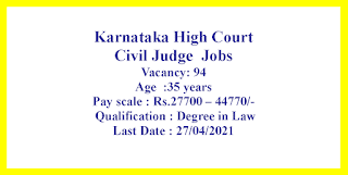 Civil Judge  Jobs in Karnataka High Court