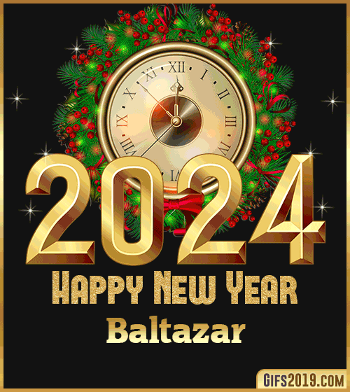 Gif wishes Happy New Year 2024 Baltazar