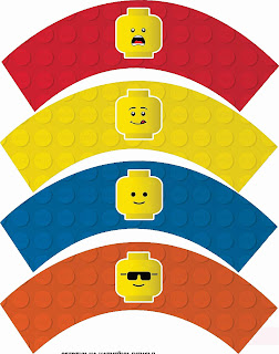 Lego Party Free Printable Cupcake Wrappers and Toppers.