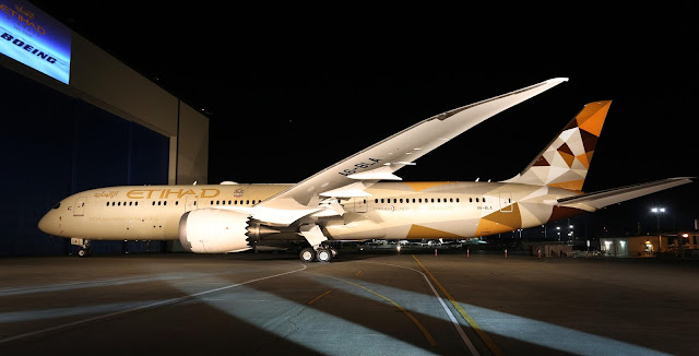 First Appearance of Etihad Boeing 787-9 Dreamliner