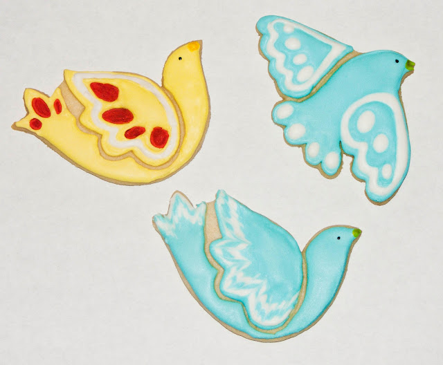 spring red blue yellow birds canary bluebird sugar cookie royal icing frosting