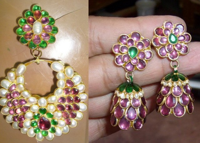 Kundan Meena Earrings