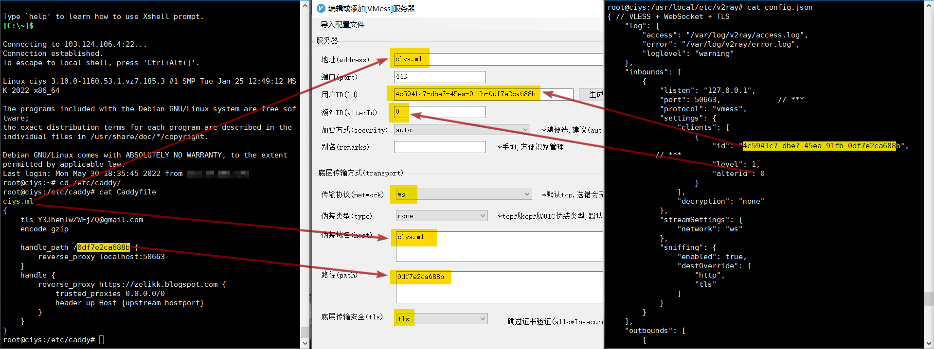 翻墙VPN梯子配置文件与节点参数的对应关系 Vmess