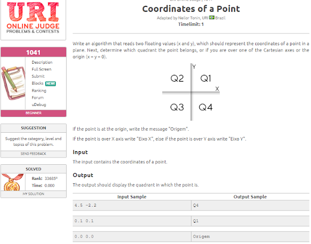 URI 1041 Coordinates of a Point Solution in C++