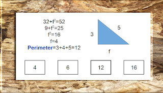 The perimeter equals 12. Use the Pythagorean Theorem to determine the missing variable and then add all sides.