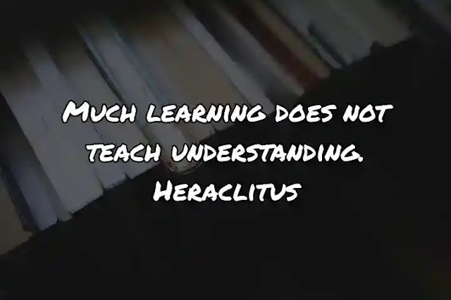 Much learning does not teach understanding. Heraclitus