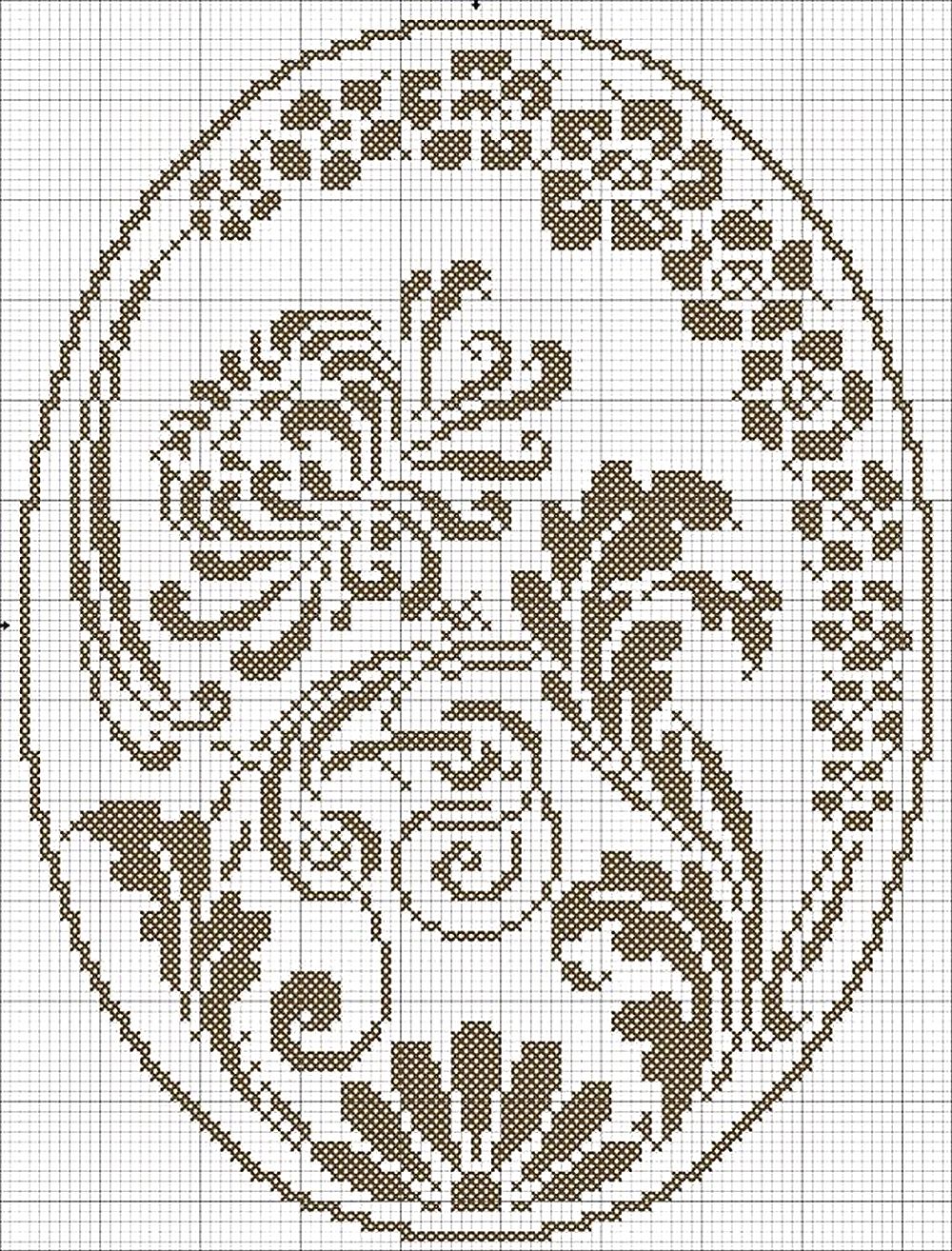 Cross Stitch Free Chart クロスステッチフリーチャート Chrysanthemum Pattern 菊模様