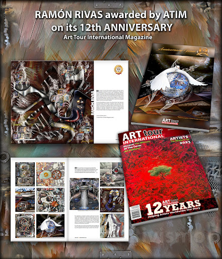 Revista Art Tour Internacional, celebrando su 12º Aniversario. En las cuatro páginas y contraportada aparecen once obras de Ramón Rivas