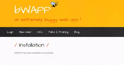 bWAPP sucessfully installed
