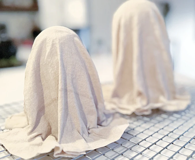 trimmed ghost shapes on drying rack