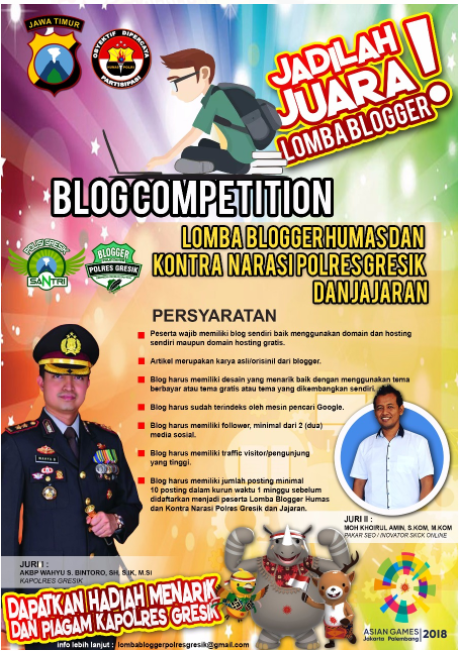 Lomba Blogger Humas dan Kontra Narasi Polres Gresik dan Jajaran https://ift.tt/2LCBG7m