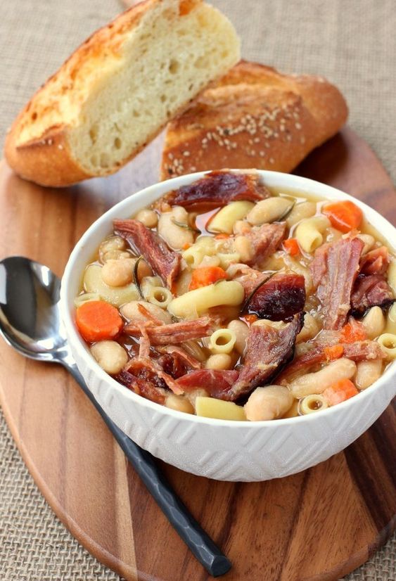This pasta fagioli with ham slow cooks all day for an amazing dinner when you come home!