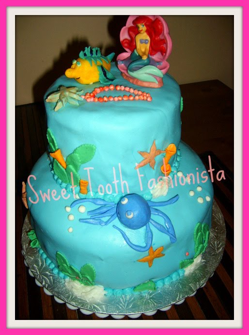 The Little Mermaid Birthday Cake Fondant. Little Mermaid For a Three