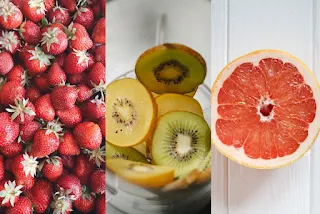 Photo mix of Strawberry, kiwi, and grapefruit