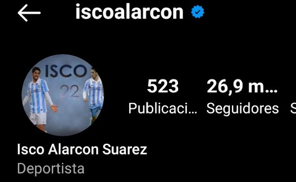 El guiño de Isco al Málaga en Instagram