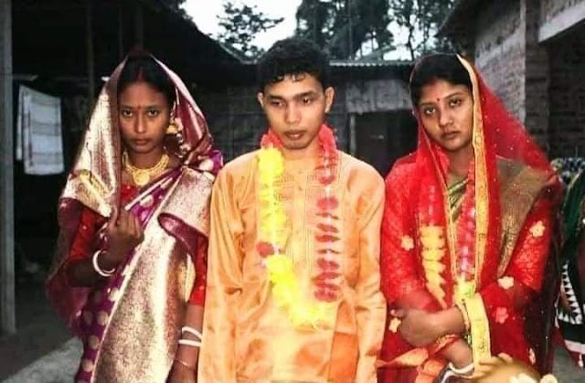 একই সাথে ২ প্রেমিকাকে বিয়ে করে   ঘরে তুললেন রোহিনী চন্দ্র বর্মন