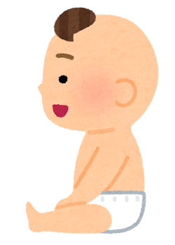 横から見たオムツ姿の赤ちゃんのイラスト