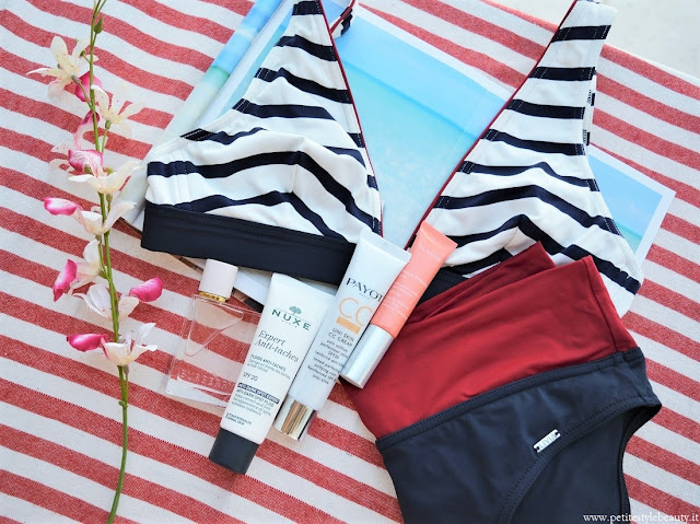 All of us have some favorites every season: things that we keep using and can't stop loving! Discover my essentials for this summer. #beautyessentials #summerbeauty #summerskincare #fashionbikinis #summerswimsuits #bananamoon #liviamontecarlo #allbeauty #payotcccream #clarins #nuxeantidarkspot #burberryherparfum #productreview