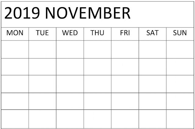  Blank November 2019 Printable calendar 