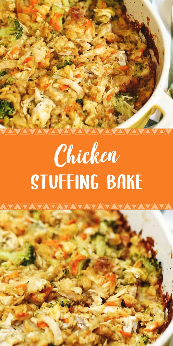 Chicken Stuffing Bake #dinner #easydinnerrecipe #chickenrecipes #recipeoftheday #chicken #chickenfoodrecipes #chickenhouses #chickendinner #healthyrecipes 