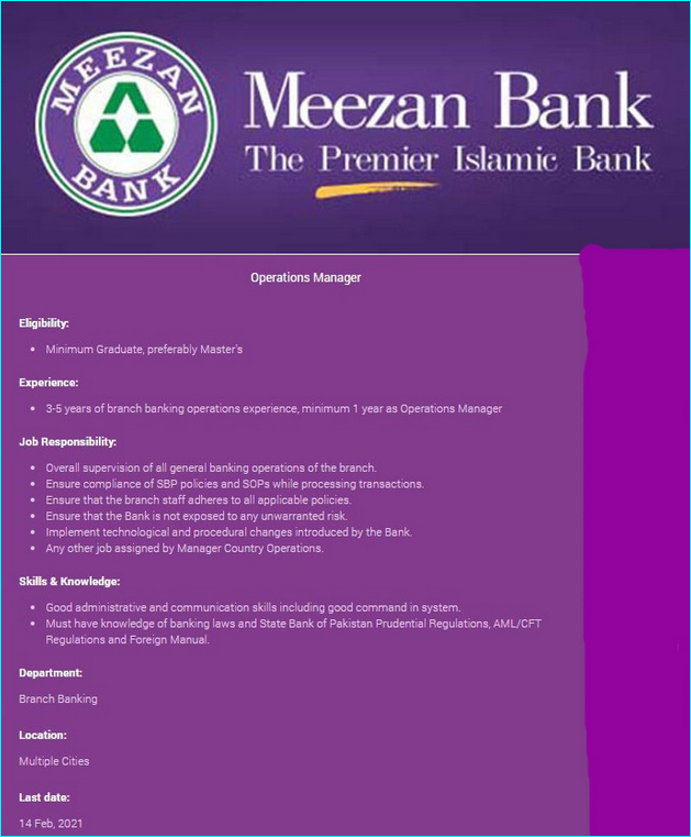 Meezan Bank Jobs 2022 Bank Job Apply Online At www.meezanbank.com PkJobs