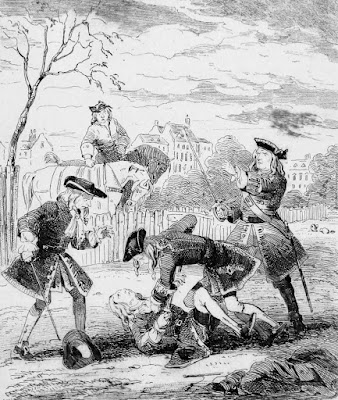 Duel between Lord Mohun and the Duke of Hamilton  from The Chronicles of Crime by C Pelham (1841)