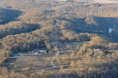 Aerial view of the Fort Ancient earthworks, Oregonia Ohio.