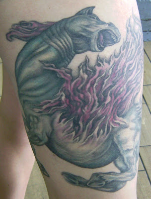 Lauren's Thigh Tattoo Salutes Mastodon