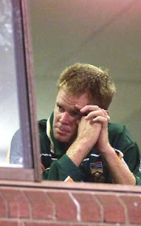 Shaun Pollock, the South African Captain , after his team got eliminated due to a dramatic tie 