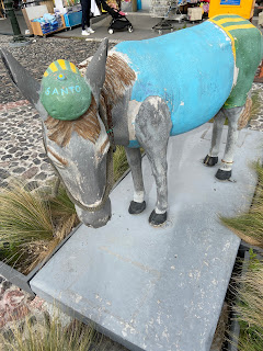 Santo a donkey statue in Fira Santorini.