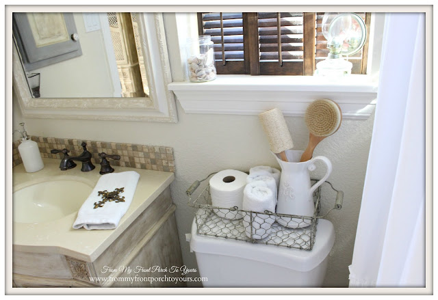 Farmhouse Guest Bathroom-Wire Basket- From My Front Porch To Yours