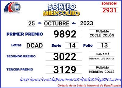 resultados-sorteo-miercoles-25-de-octubre-2023-loteria-nacional-de-panama-tablero-oficial