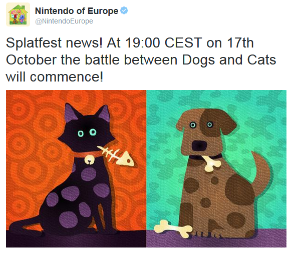 Splatoon Splatfest Europe Cats vs. Dogs Team Nintendo Wii U October 17