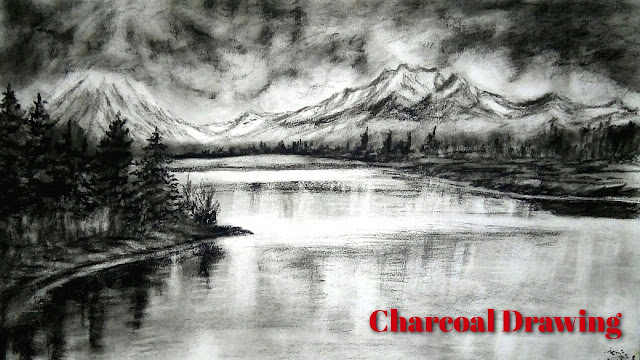 Charcoal Drawing For Beginners - Easy Charcoal drawing - Landscape With Charcoal 