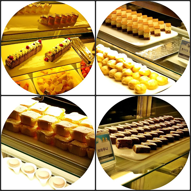 yummy desserts: brownies, Hokaido cupcake,  macaroons, green tea rolls, mango cheese mouse, and cookies. | www.meheartseoul.blogspot.sg