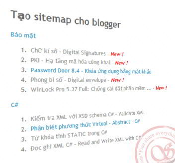 Tạo sitemap cho blog, table content, Sitemap blogger blogspot