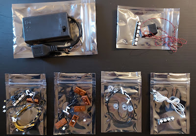 LeLightGo Alpime Lodge LEGO lighting kit bag contents displayed